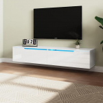 SUNXURY TV kapp Valge TV kapp Ripptelevisioonikapp TV Lowboard 12 v&auml;rvi LED valgustusega TV m&ouml;&ouml;bli lauaplaat 160 x 35 x 30 cm puit