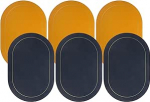 Veemoon 6 St&uuml;ck Hitzebest&auml;ndige Platzsets aus PU Leder Wasserabweisend Oval Modernes Tischset f&uuml;r Zuhause Restaurant und Hotel Dekorative Tischmatten in Blau Gelb