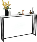ZLLPIGLS Schmaler Konsolentisch mit Robustem Metallrahmen, Minimalistischer Langer Konsolentisch Schmal mit Abgerundeten Kanten, f&uuml;r Flur, Eingang oder Wohnzimmereinrichtung(Black,59x7.8x29.5in)