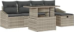 Rantry 6-teiliges Garten Sofa Set mit Kissen in Hellgrau Poly Rattan Gartenlounge Model3361161