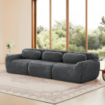 Diivan 3-Sitzer Tiefsofa Modular - Boneless Cloud Couch, Premium Pl&uuml;schstoff, Grau, Frei Kombinierbar f&uuml;r Wohnzimmer, Ohne Montage
