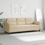 3-Sitzer-Sofa Diivan Diivan Loungesofa Polstersofa Relaxsofa G&auml;stesofa Wohnzimmersofa Relaxcouch f&uuml;r Schlafzimmer G&auml;stezimmer Creme 180 cm Mikrofasergewebe