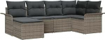 6-teiliges Garten-Sofa-Set mit Kissen Grau Poly Rattan, 2-Sitzer Garten-Sofa mit Stauraum & Kissen Grau Poly Rattan Gartenlounge Model3354098