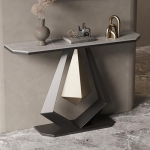 Moderner, schmaler Konsolentisch f&uuml;r das Wohnzimmer, Sofatisch mit geometrischem Metallfu&szlig;, Ausstellungstisch f&uuml;r Eingangsbereich und Flur, Industrie-Stil, Schwarz, 100 cm