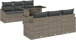 Gartensofa-Set mit Speicher mit Kissen 7 tk Grau Poly-Rattan Gartenm&ouml;bel Model3348925