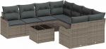 Gartensofa-komplekt 9 tk Grau Poly-Rattan und Stahl und Glas Gartenm&ouml;bel Model3354308