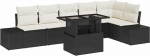 7-teiliges Gartensofa Set mit Kissen Schwarz Poly Rattan Gartenlounge Model3349193