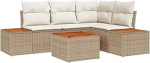 Gartensofa-Set mit Kissen 4 tk Beige und Creme Polyrattan Gartenm&ouml;bel Model3356751