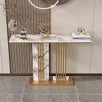 Beež konsoollaud maamaja stiilis, kaasaegne kitsas sissep&auml;&auml;sulaud, 47,2-tolline diivanilaud geomeetrilise metallist raamiga koridori kaunistamiseks