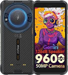 Ulefone RugKing V&auml;litingimustes kasutatav mobiiltelefon Android 15, 9600 mAh ehitusplatsi mobiiltelefon 126 dB k&otilde;lar, 16GB + 128GB/SD 2TB nutitelefon Octa-Core IP68K, 50MP kaamera 5.99 tolli 126LM LED, 3-SIM pesa