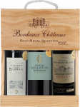 La Grande Vinoth&egrave;que Selection Bordeaux - veinikomplekt Punane vein kuldmedaliga puidust karbis - ideaalne kingitus - p&auml;ritolu: Prantsusmaa (3 x 0,75 L)