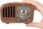 PRUNUS J-919 FM Classic Wooden Retro Radio Small, kaasaskantav raadio Bluetooth k&otilde;lariga, nostalgiline raadio AUX/SD funktsiooniga, 1800 mAh laetav aku (p&auml;hklipuust)