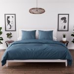 Intemporel Duvet Cover Set Washed Microfibre 260 x 240 cm Bohemian Duck Blue