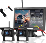 Hikity Dual Waterproof Reversing Camera Wireless Digital with 7 Inch IPS Monitor Kit Night Vision Waterproof Rear Backup Car Camera for RV Truck Bus Car Truck Motorhome 12V-36V