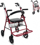 Mobiclinic Robust Aluminium Walker for Elderly People and Wheelchair | Model Colon | Foldable | Brakes on The Handles | Adjustable Height | Basket and Seat | Maximum Weight: 100 kg