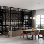 MYEUSSN Room Divider Screen Black DIY Screens Room Divider Privacy Screen Environmentally Friendly PVC Divider Home Decoration for Living Room Bedroom Kitchen Dining Room (Black Heart Shaped Clover)