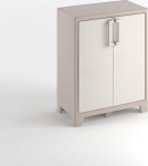 Keter Gulliver Kunststoffschrank, madal, beež, 80 x 44 x 100 cm, inkl. 2 Einlegeb&ouml;den mit je 30kg Tragkraft (T&Uuml;V sertifitseeritud), f&uuml;r drinnen und drau&szlig;en geeignet, UV- und wasserbest&auml;ndig (IPX3).