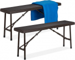 Relaxdays Beer Bench, Set of 2, Foldable Party Bench for Patio and Garden, Plastic, Camping Bench, HBT: 42 x 100 x 25 cm, Brown