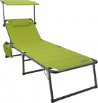 Meerweh Aluminium Garden Lounger XXL with Roof 3 Legs Padded with Quick Dry Foam Sun Lounger Green 200 x 70 x 37.5 cm