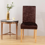 LinFortune 4er Set Stuhlhussen aus Pannesamt f&uuml;r Esszimmer Stretch Parsons Stuhl K&uuml;chen Schonbez&uuml;ge abnehmbar rutschfest waschbar Sitzschutz f&uuml;r K&uuml;che und Hotel (4 braun)