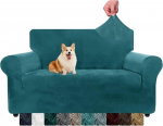 CHELZEN Velvet Diivan Covers 2-Seater Paks Stretch Diivan Covers koertele Lemmikloomadele Non-Slip Love Seat Diivan Slipcover Washable m&ouml;&ouml;bli kaitse elutuppa (2 istekohaga, Peacock Blue)