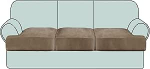 GAMUKAI Velvet T padjakate 3 tk diivanil Slipcovers padjakatted 3 padja diivanile T kuju padi Slipcovers diivanile istme (3, Taupe)