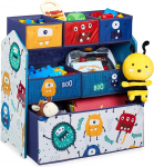 Relaxdays Children's Shelving Unit with 6 Fabric Boxes, Monster Design, H x W x D: 66 x 63.5 x 30 cm, Toy Shelf for Children's Room, Colourful