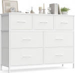 SONGMICS sahtlikapp 7 riidest sahtlitega hoiukapp terasest MDF mittekootud kangast magamistoas esikusse elutuppa Pilvivalge / Lumivalge LGS323WH01