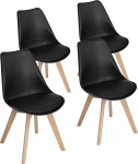 EGGREE 4 s&ouml;&ouml;gitoa tooli komplekt t&auml;ispuidust p&ouml;&ouml;gijalgadega, SGS-testitud, retro disain, pehmendusega k&ouml;&ouml;gitoolid, mustad toolid