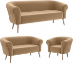 MEBLINI Mini diivanikomplekt 3-2-1 elutuppa - Mini Lounge kuuele inimesele - K&ouml;&ouml;gisohva - V&auml;ikesed diivanid - Istmekomplekt - Polstri komplekt - Diivanikomplektid - Emilia - 3+2+1 - beež sametist