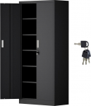 Failikapp Kontorikapp Hoiukapp Metallkapp Teraskapp Hoiukapp Metallist hoiukapp lukustatavate ustega ja 5 reguleeritava riiuliga 180 x 80 x 40 cm (must)