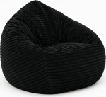 PATCH HOME Cordino Drop Wide Cord Bean Bag - EPS t&auml;idisega p&otilde;randakott - Mugav istumistooli t&auml;iskasvanutele ja lastele - 3 suurust - Stiilne Cord Bean Bag koos t&otilde;mblukuga (must, L)