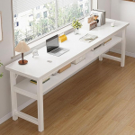 Freistehender, schmaler Schreibtisch/Arbeitstisch, platzsparend mit doppelst&ouml;ckigem Ablagefach, geeignet f&uuml;r Schlafzimmer, Arbeitszimmer, Wohnzimmer und Esszimmer White,120 * 40cm