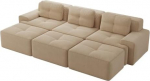 Paindlik Cordstoff Sitzlandschaft, kondita pilves diivan komplekt (Ecksofa & 3 Hocker), Modulares Schlafsofa Ohne Rahmen, Haustierfreundlich, Beige
