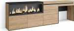 Skraut Home garderoobilaud hoiuruumiga 234 x 75 x 35 cm koos sahtliga Elektrikamin XXL kapp modernses stiilis tammepuust