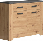 trendteam smart living - Follow - Sahtlikapp - Artisan Oak Matera - Hallade aktsentidega kingakapp 2 ust, 2 riiulit ja 2 sahtlit - 116 x 91 x 35 cm (B x K x S) - T&auml;ielik pikendusfunktsiooniga