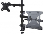 StarTech.com Braccio Monitor da Scrivania con Ripiano VESA Ventilato per Laptop e Display fino a 32 Inches, Supporto/Staffa Notebook e Monitor Regolabile; Morsetto a C/Foro Passante