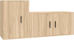 TV Schrank,2-TLG. TV-Schrank-Set Sonoma-Eiche Holzwerkstoff,TV Board H&auml;ngend Schrank Fernsehschrank TV Bank Wohnzimmer M&ouml;bel Modern Wandschrank f&uuml;r Wohnzimmer Schlafzimmer