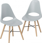 HOMCOM 2 s&ouml;&ouml;gitooli komplekt, moodsad k&ouml;&ouml;gitoolid kummist seljatoega ja kummist puujalgadega, plastist toolid k&ouml;&ouml;ki, magamistuppa, kontorisse ja elutuppa, hall