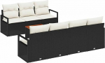 8-teiliges Garten-Sofa-Set mit Kissen in Schwarz aus Poly-Rattan und Akazie Gartenlounge Model3347663
