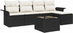 5-teiliges Garten-Sofa-Set mit Kissen Braun Poly-Rattan, 2-Sitzer Garten-Sofa mit Stauraum & Kissen Schwarz Poly-Rattan Gartenlounge Model3353996
