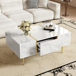 Lexiou moodne ja lihtne k&otilde;rgl&auml;ikega kohvilaud 2 sahtliga (valge)