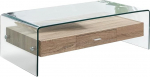 Meubletmoi - Ristk&uuml;likukujuline karastatud klaasist kohvilaud ja MDF puidust sahtlikapp - Kaasaegne disain - Ice