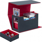 Kaardipaki kahekihiline karp MTG jaoks, Commander Displays, mahutab 200 kaarti, 22 t&uuml;kki, 35PT magnetiline kaardihoidja koos kuubikupesa, Trading Card Box Magic Commander TCG kaartide jaoks, must/punase v&auml;rviga.