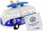 BRISA VW Collection - Volkswagen T1 Bulli buss klaasist j&otilde;ulukaunistus ja -dekoratsioon kinkekarbis (1:40 m&otilde;&otilde;tkavas, sinine koos lainelauaga)