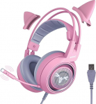 SOMIC G951rosa Rose Kat Gaming Headset k&otilde;rvaklapid virtuaalsete 7.1 labadega ja LED-valgusega, mikrofon arvutile, PS4, s&uuml;learvutile s&otilde;brannale, naisele (USB-pistik) USB-pesa roosa