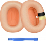 Asendatavad k&otilde;rvapadjad AirPods Max k&otilde;rvaklappidele MMOBIEL - Premium - m&auml;luvaht ja v&otilde;rkkangast k&otilde;rvaklappide k&otilde;rvapadjad silikoonkihiga - k&otilde;rvaklappide asenduspadjad - oranž