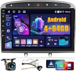 4+64G Androidi autoraadio Peugeot 308/408 2007-2015 juhtmevaba Carpaly & Android Car, 9-tolline IPS puuteekraaniga raadio Bluetooth 5.0/GPS/Reversioonikaamera/FM/WiFi/SWC (Hall) (Hall)