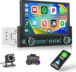 Autoradio 1 din mit Display 7 Zoll Wireless Carplay Android Auto, Radio Bluetooth 1 din mit Mirror Link FM Radio USB Type-C Tagfahrkamera Mic