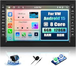 8 Core 6+128G Android 15 autoraadio VW T5 Golf 4 Bora Polo MK5 Passat B5 Jetta, 7-tolline IPS 2.5D raadio traadita Carplay Android Car/FM/RDS/32EQ / DSP/GPS/WiFi+ AHD tagantj&auml;rele vaatamise kaameraga